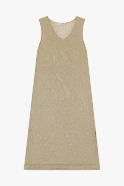Abito midi smanicato scollo a v in maglina