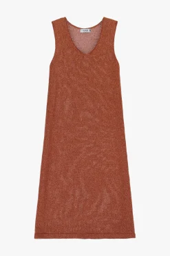 Abito midi smanicato scollo a v in maglina