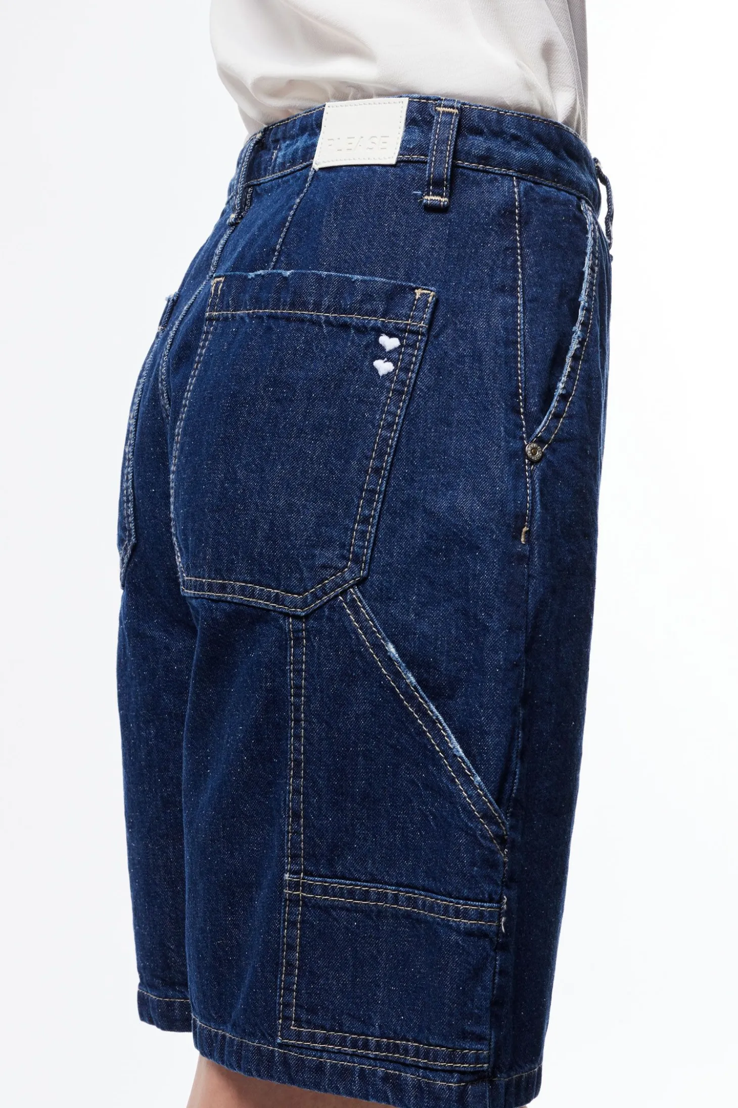 Bermuda denim con cuciture dettaglio