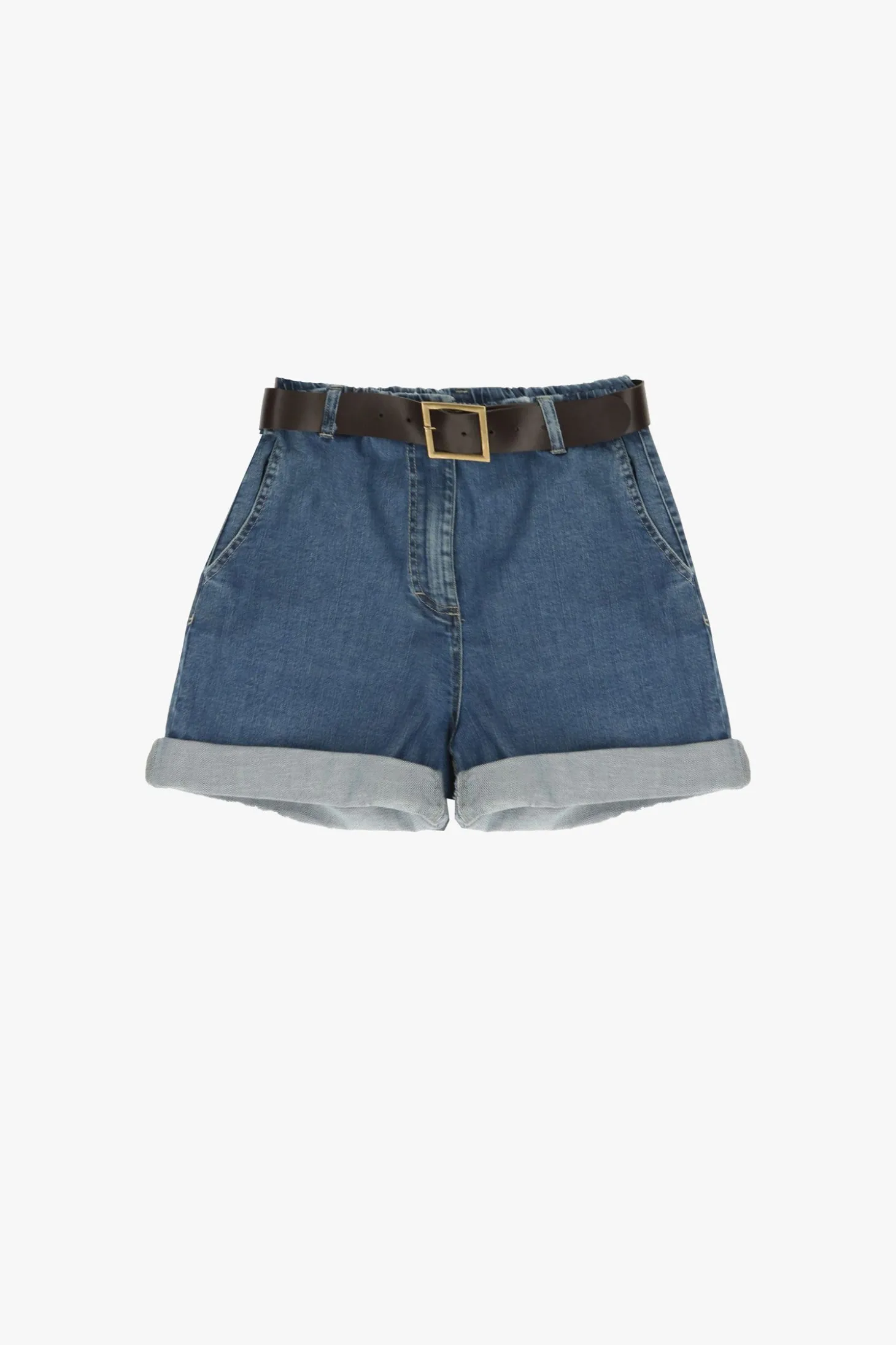 Bermuda in puro cotone con cintura e orli risvoltati