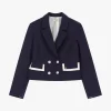 Blazer corto con bottoni e tasche a contrasto