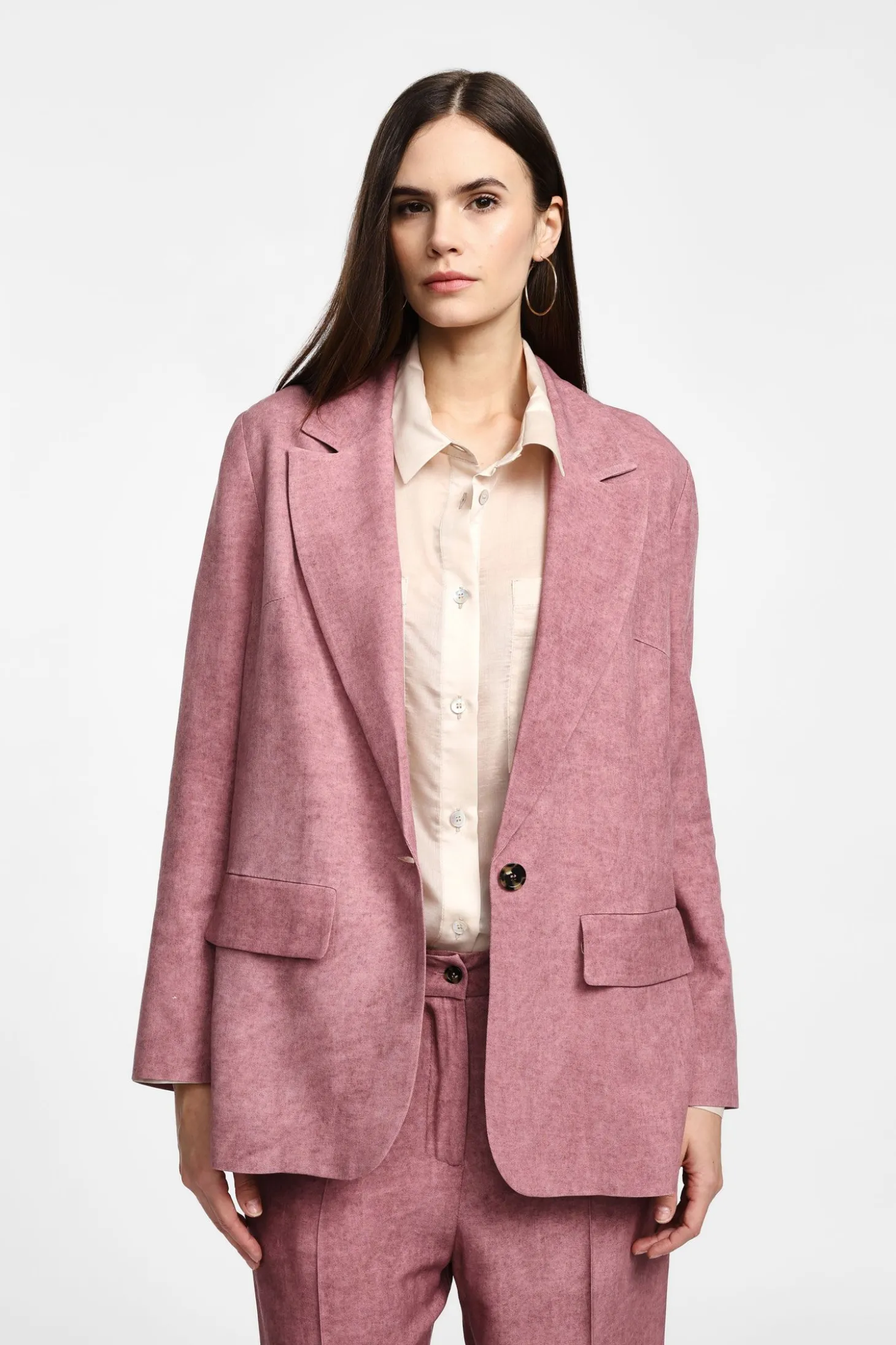 Blazer effetto suede con bottone frontale