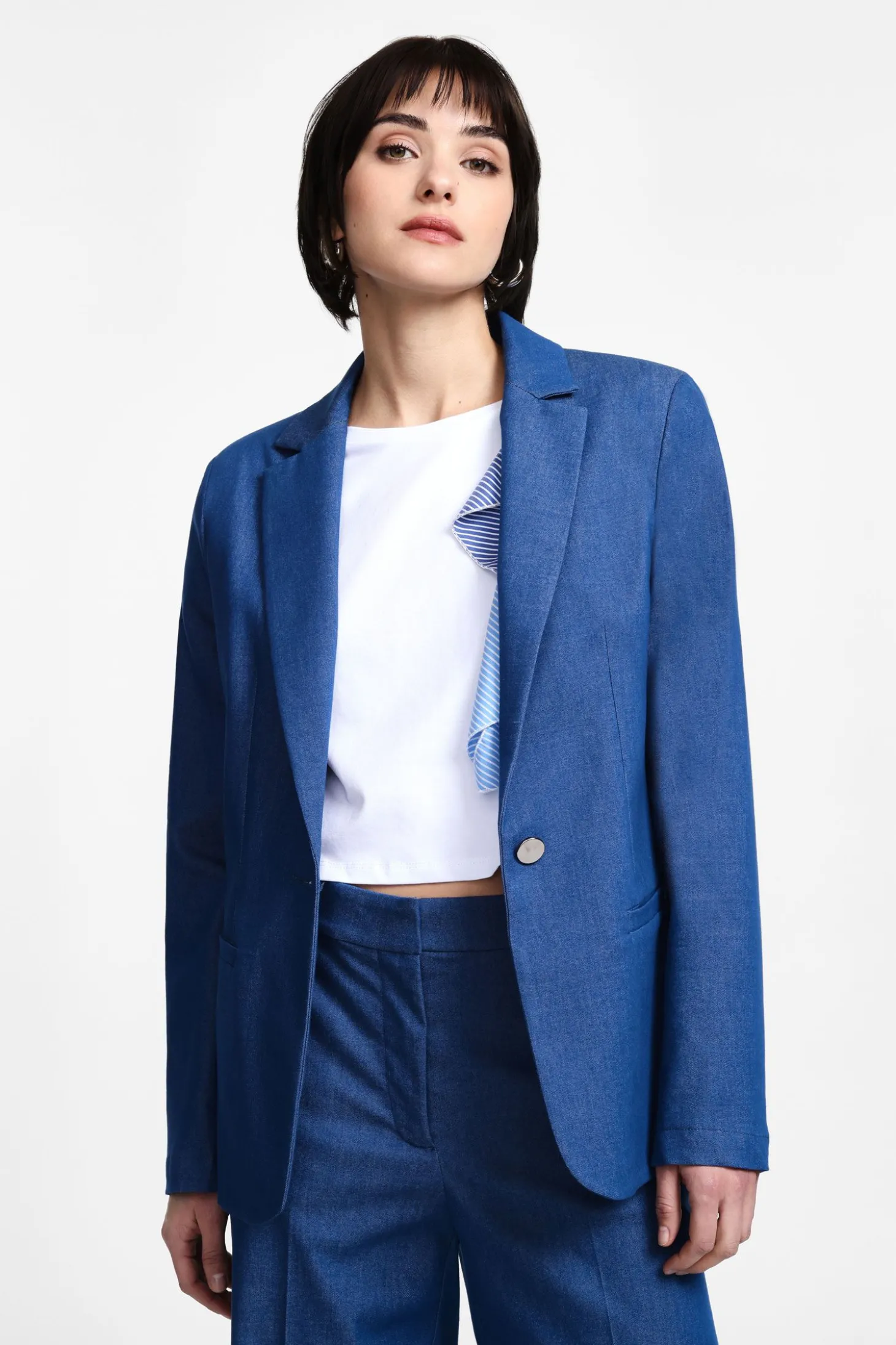 Blazer melange con bottone frontale