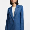 Blazer monopetto effetto denim