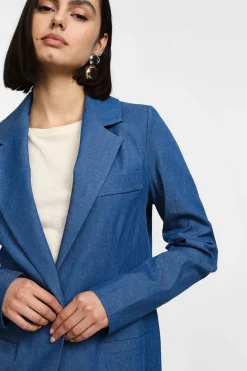 Blazer monopetto effetto denim