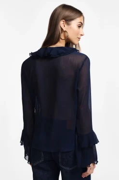 Blusa con maniche lunghe e volant