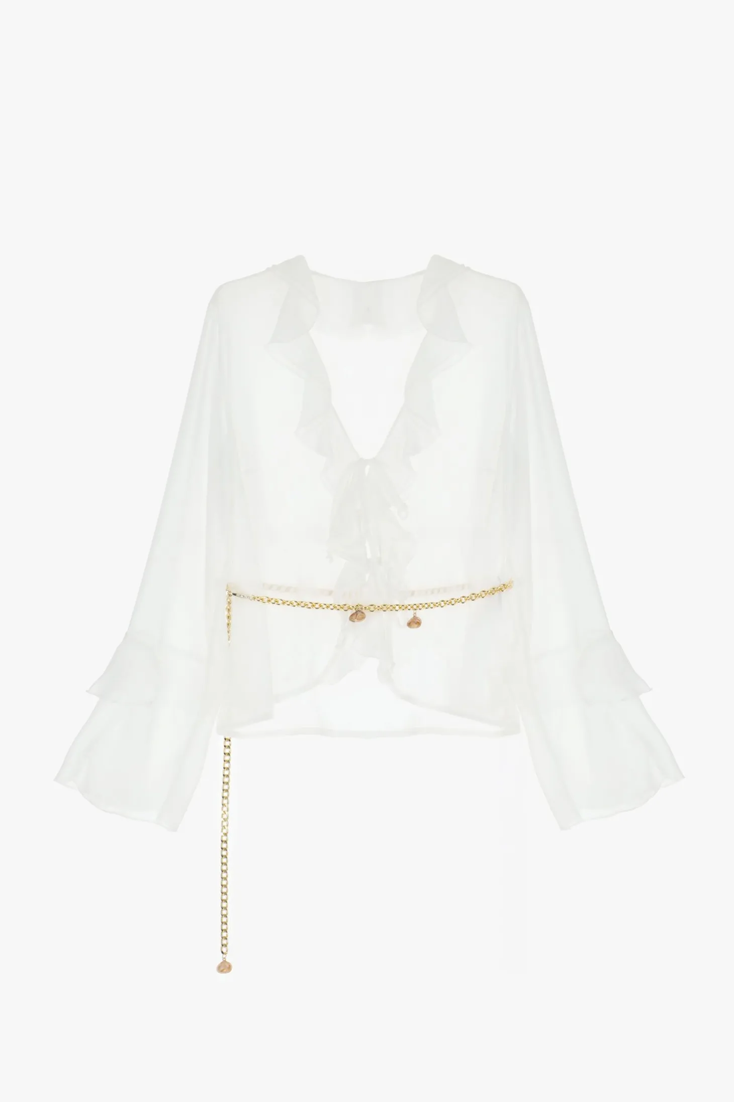 Blusa con maniche lunghe e volant