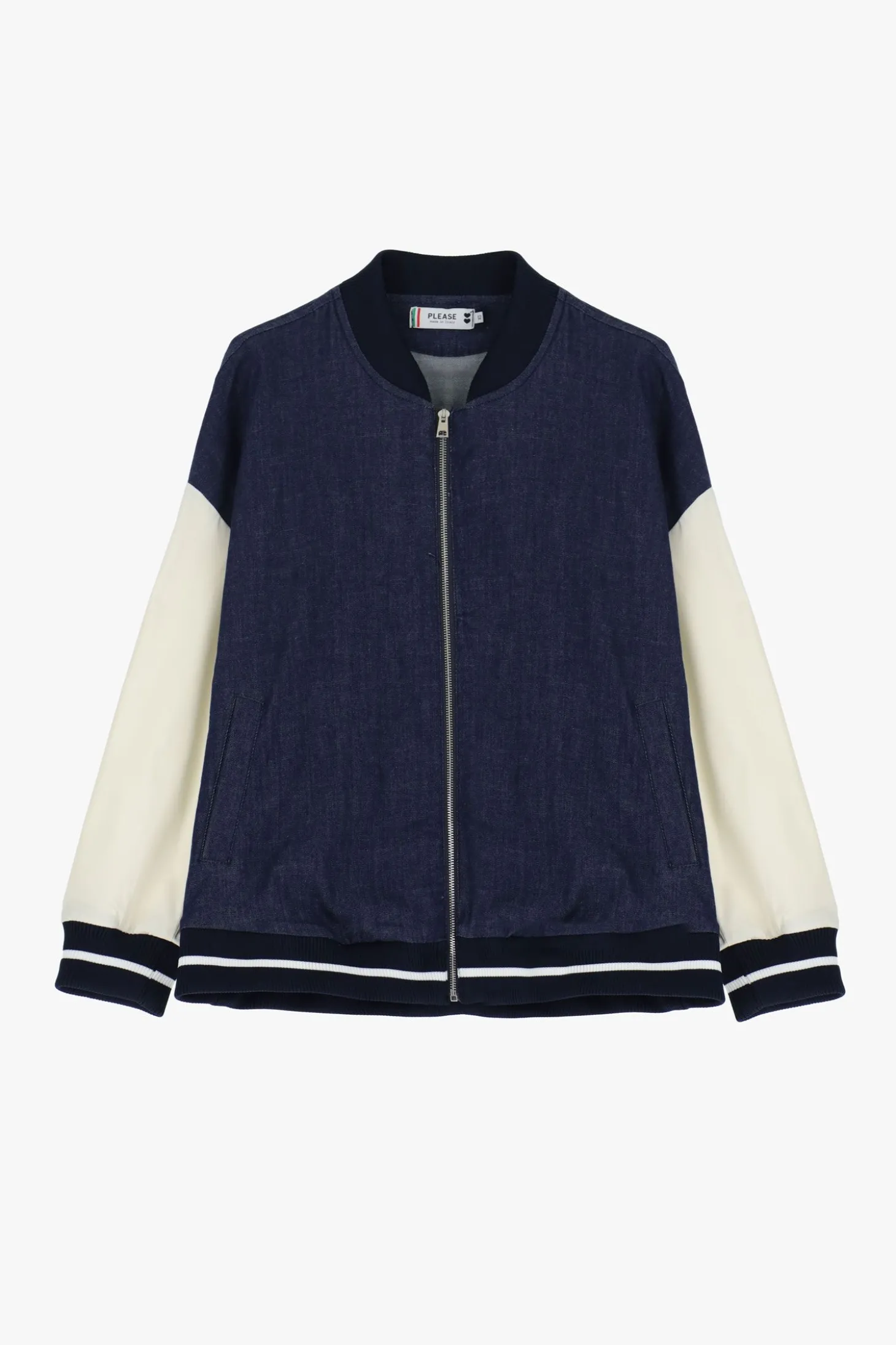 Bomber in denim con chiusura zip
