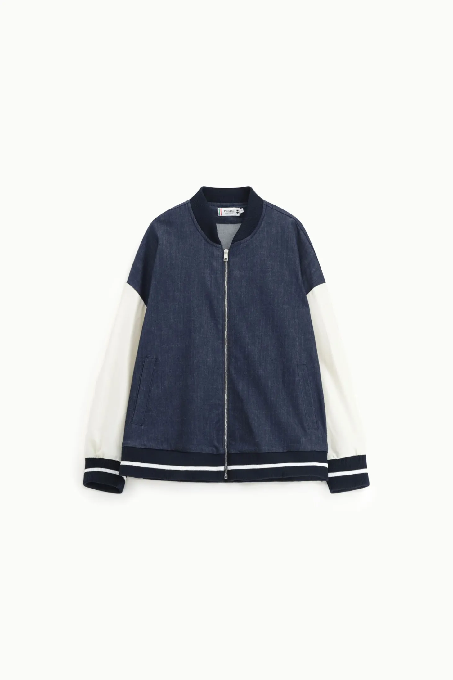 Bomber in denim con chiusura zip