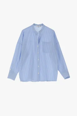 Camicia a righe con collo coreano