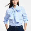 Camicia a righe con maniche lunghe e fiocco