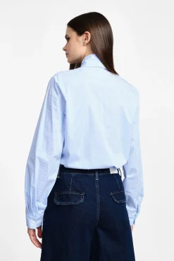 Camicia a righe con maniche lunghe e fiocco