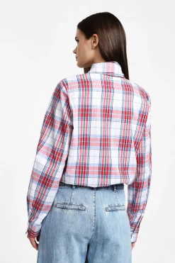 Camicia a righe con maniche lunghe e fiocco