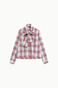Camicia a righe con maniche lunghe e fiocco
