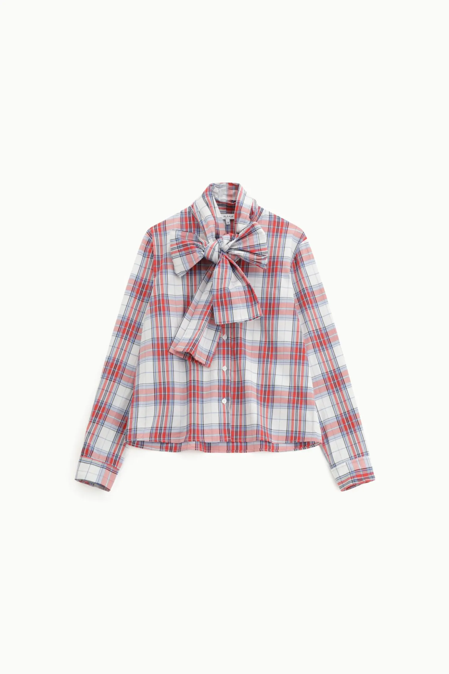 Camicia a righe con maniche lunghe e fiocco