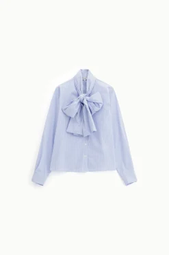 Camicia a righe con maniche lunghe e fiocco
