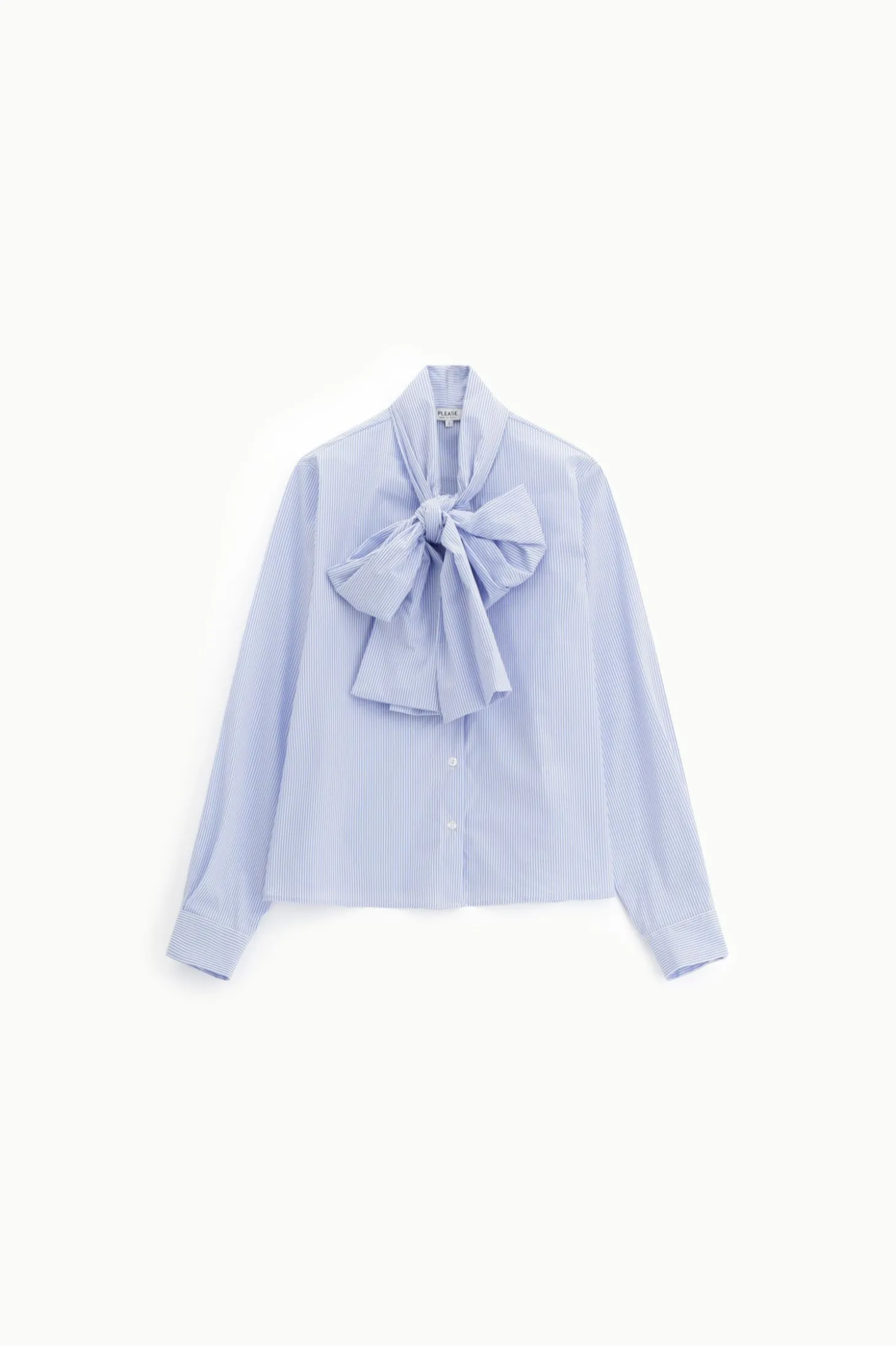 Camicia a righe con maniche lunghe e fiocco