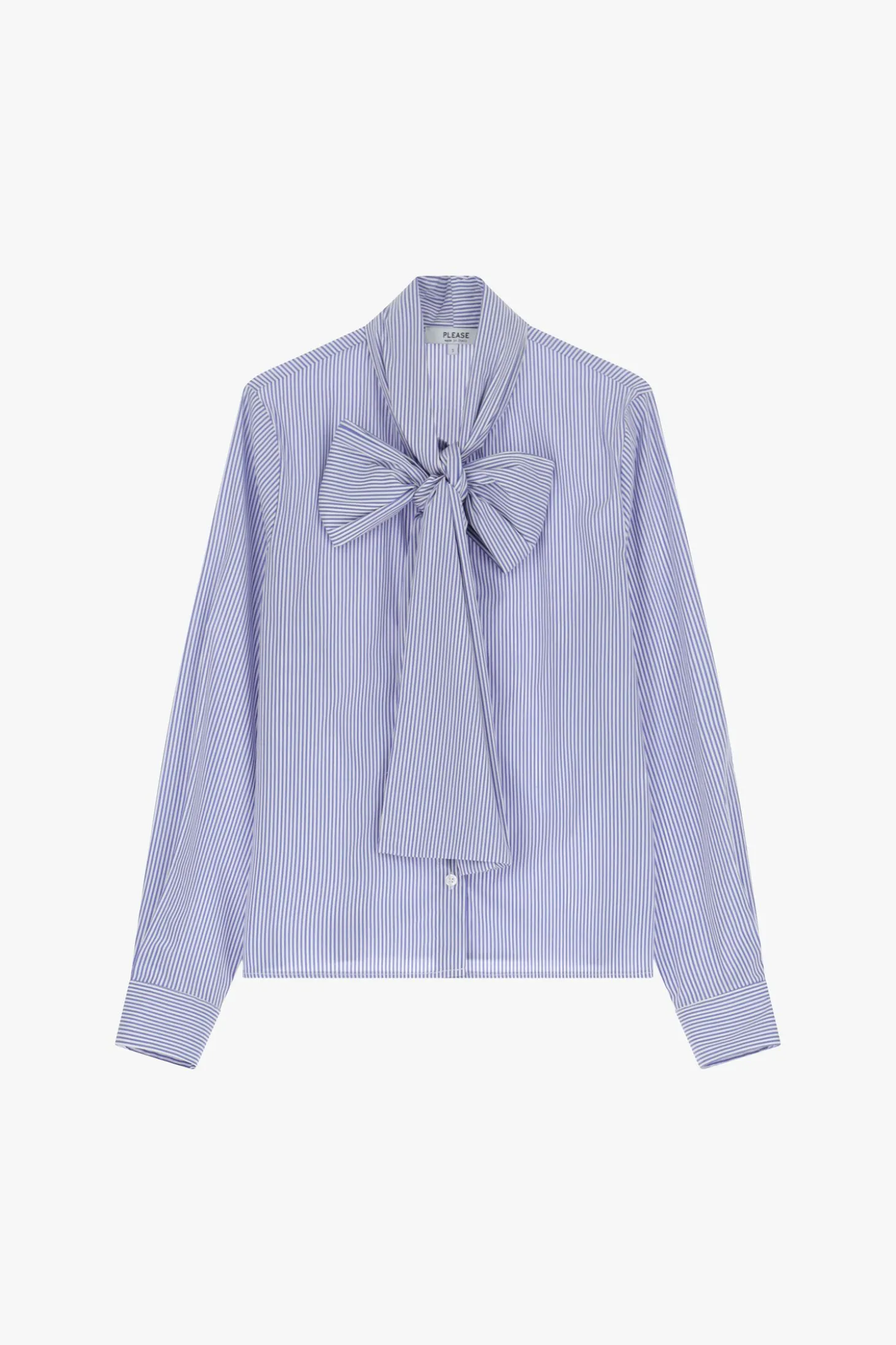 Camicia a righe con maniche lunghe e fiocco