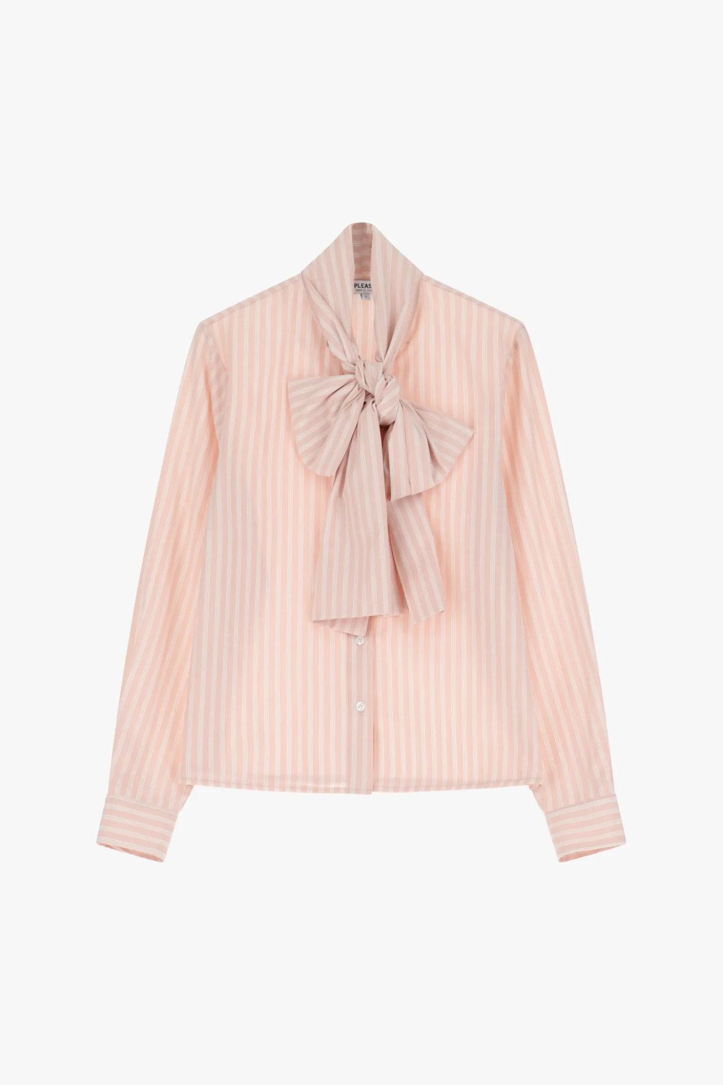 Camicia a righe con maniche lunghe e fiocco