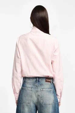 Camicia a righe con maniche lunghe e fiocco