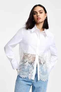 Camicia con colletto classico e pizzo