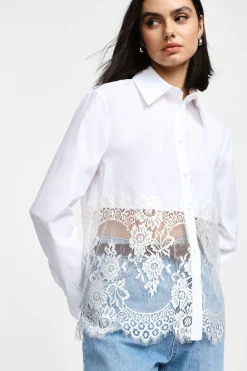 Camicia con colletto classico e pizzo