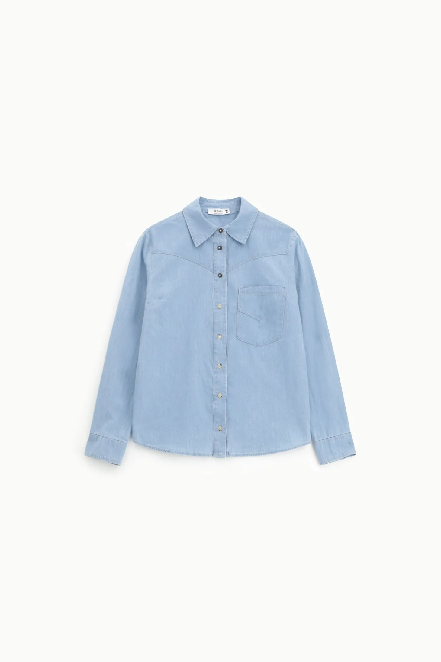 Camicia di jeans a bottoni con taschino
