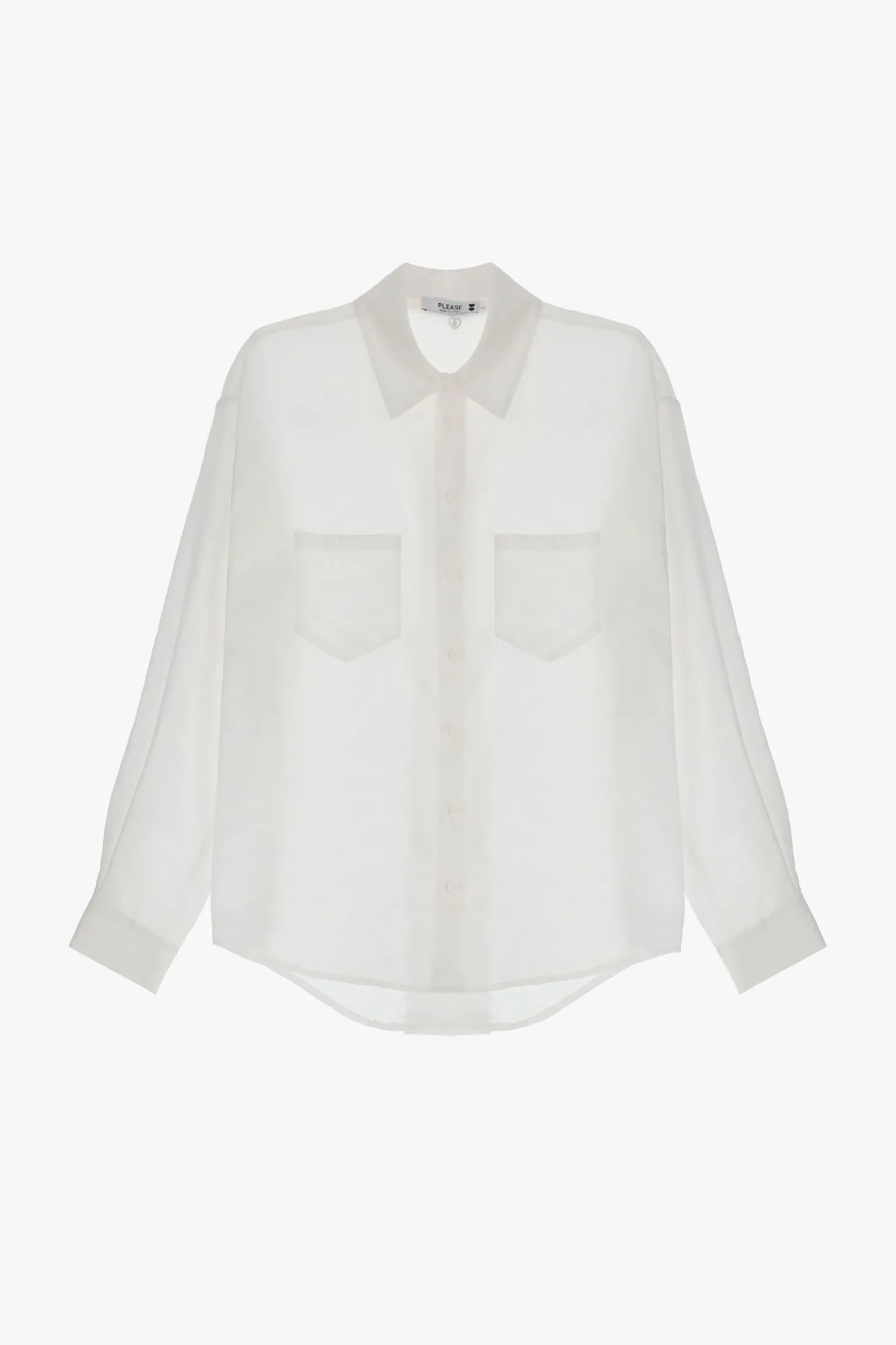 Camicia monocolour con colletto classico e taschini applicati