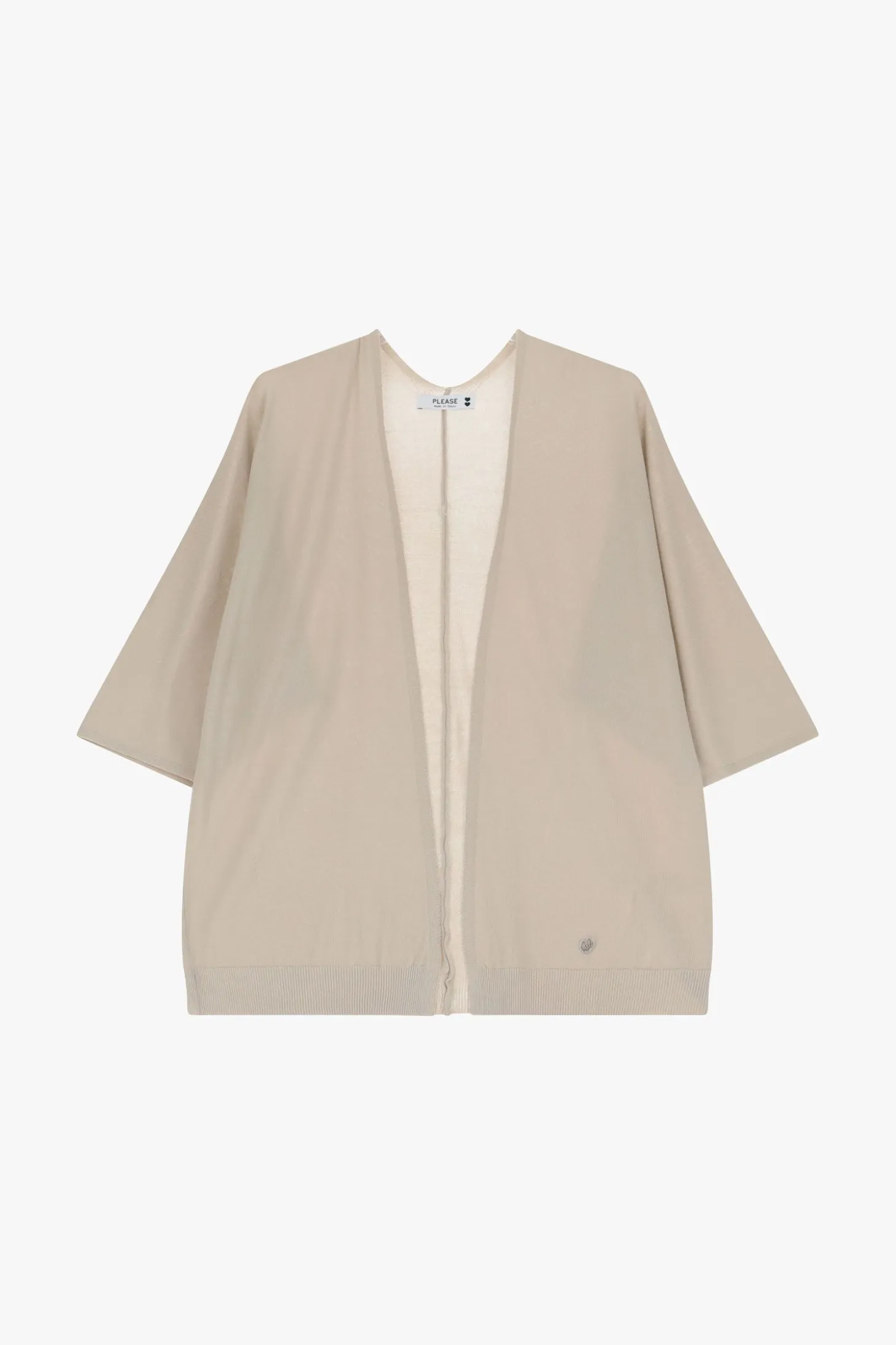 Cardigan monocolour con maniche a tre quarti