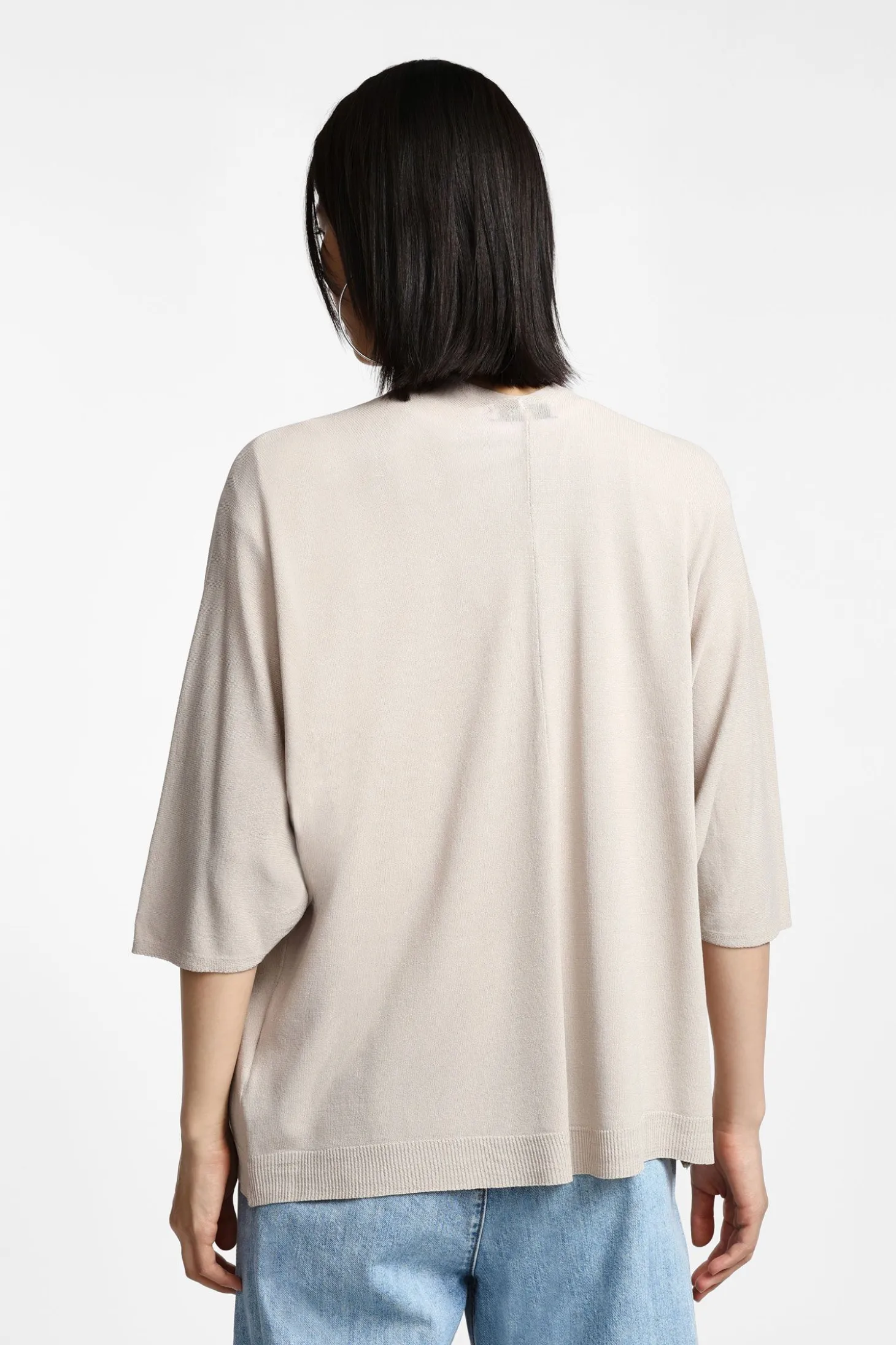Cardigan monocolour con maniche a tre quarti