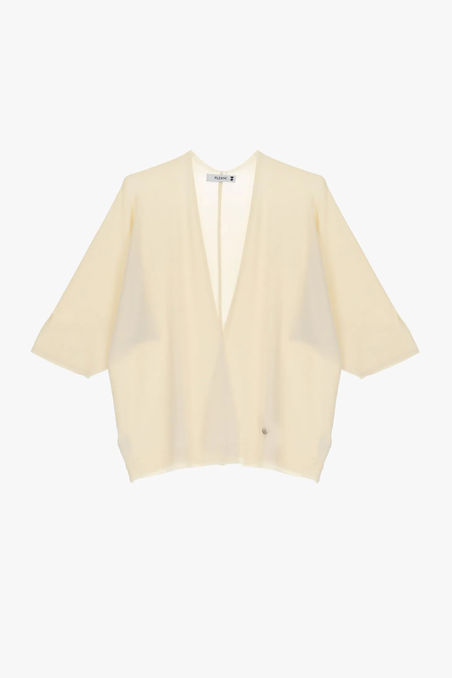 Cardigan monocolour con maniche a tre quarti