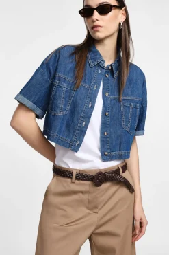 Giacca denim a maniche corte