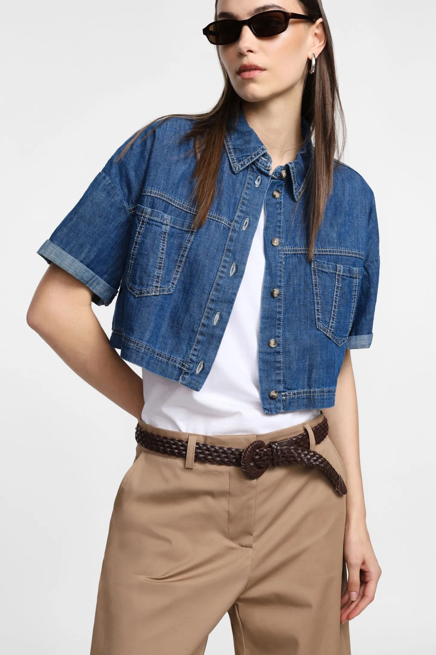 Giacca denim a maniche corte
