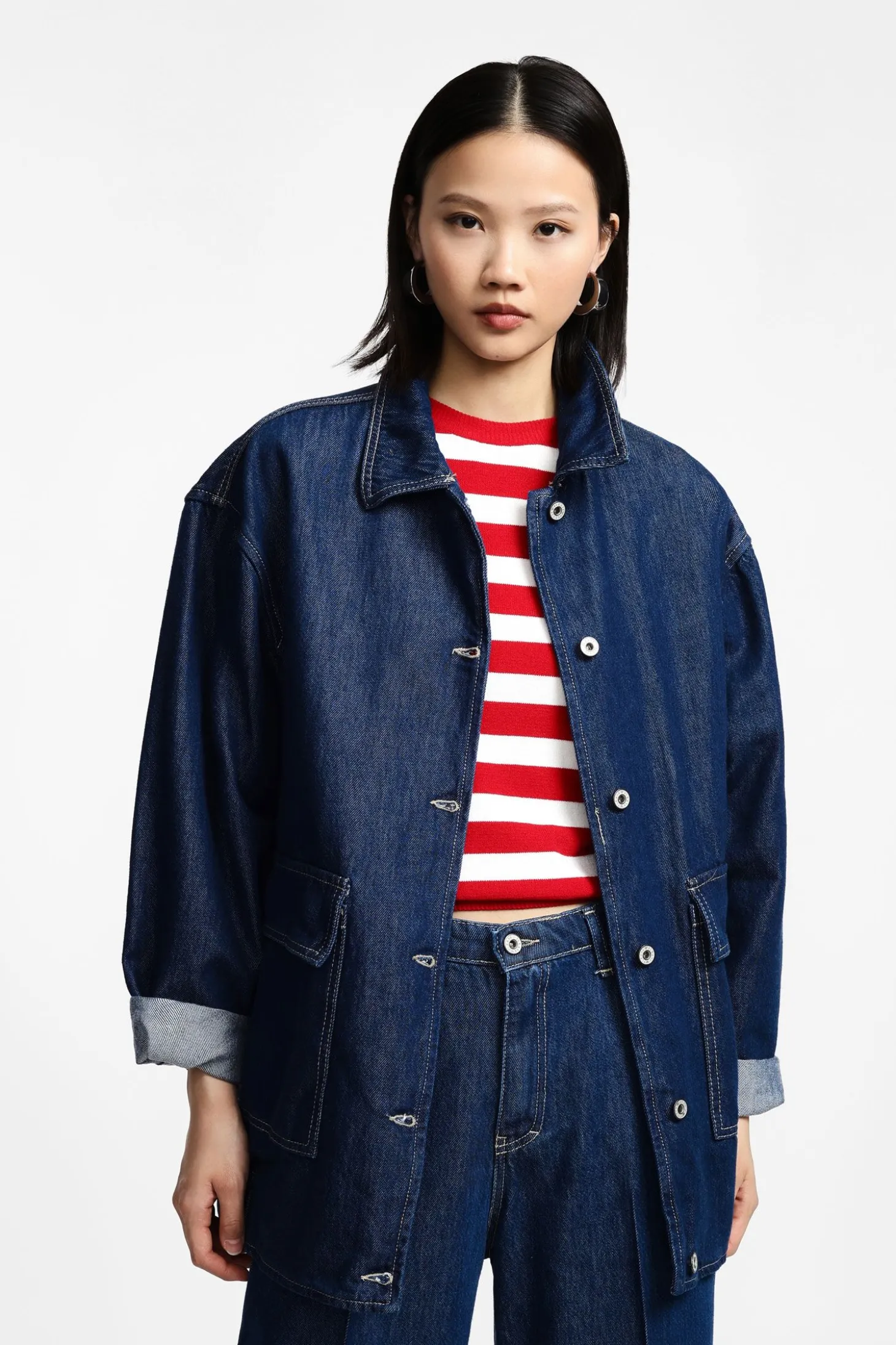Giacca denim con abbottonatura anteriore
