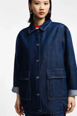 Giacca denim con abbottonatura anteriore
