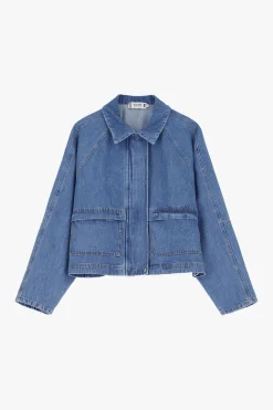 Giacca denim con chiusura zip