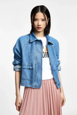 Giacca denim con chiusura zip