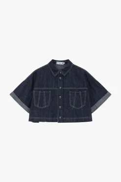 Giacca denim corta con bottoni