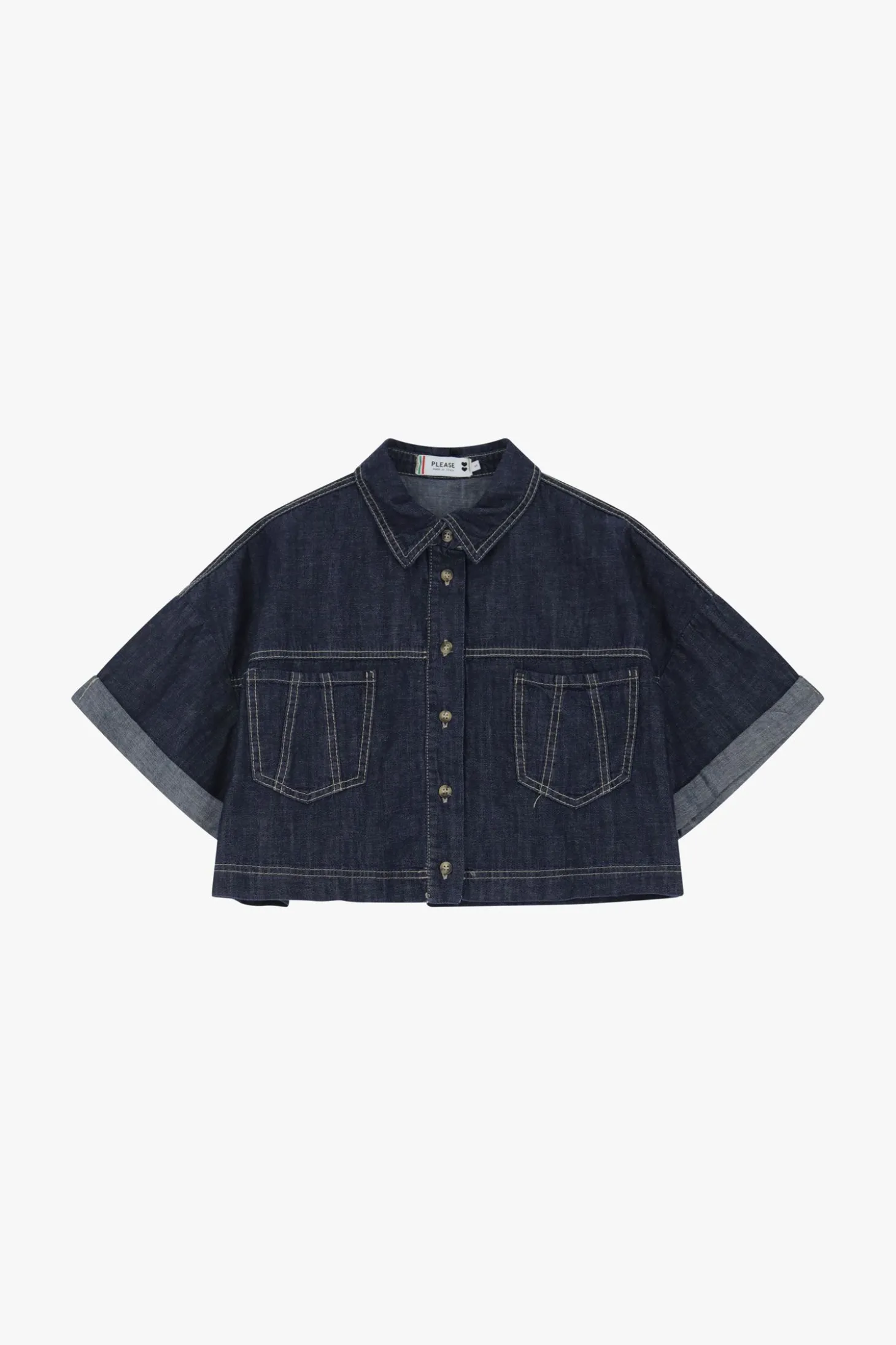 Giacca denim corta con bottoni