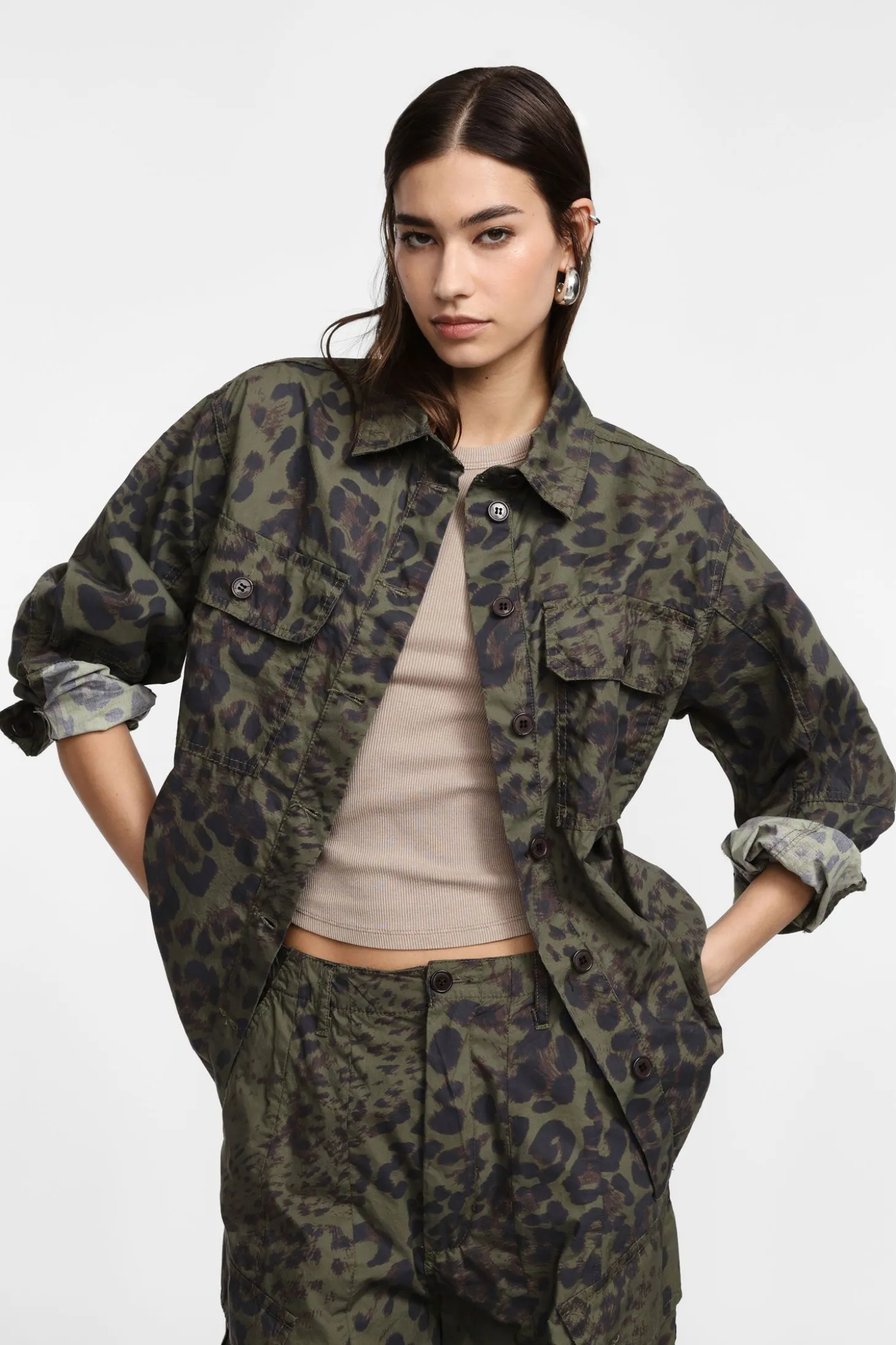 Giacca oversize con stampa animalier