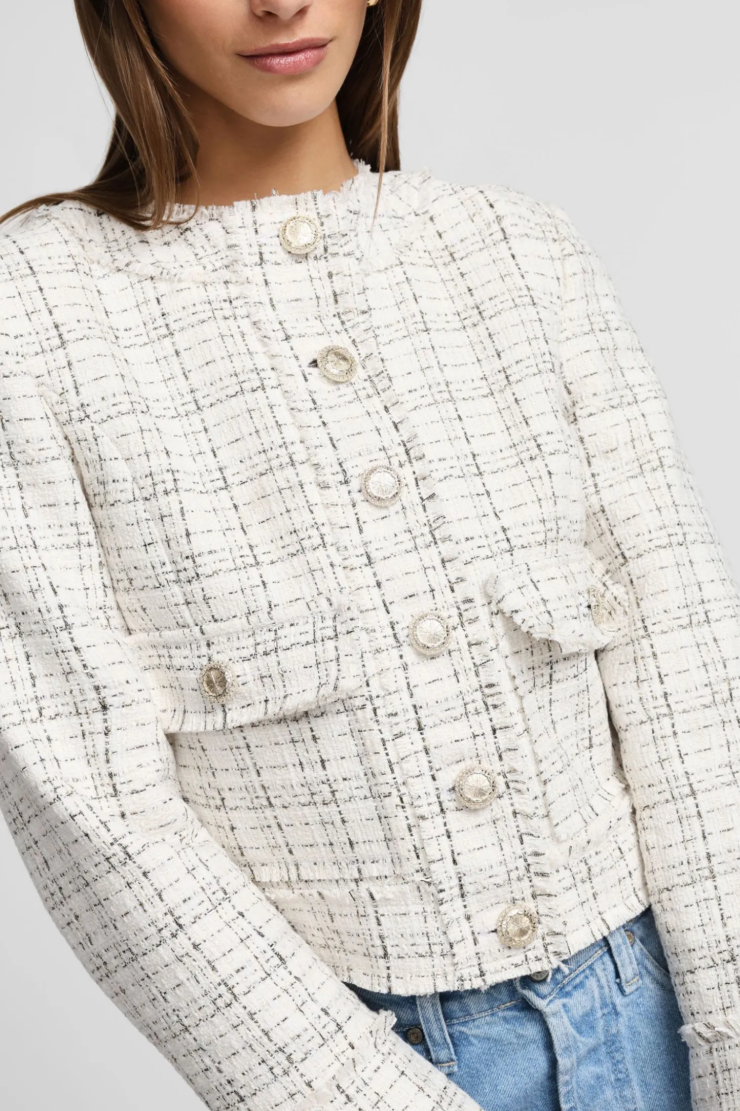 Giacca tweed con chiusura a bottoni