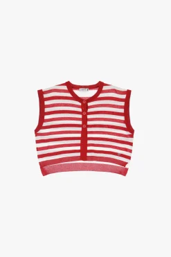 Gilet a righe collo rotondo
