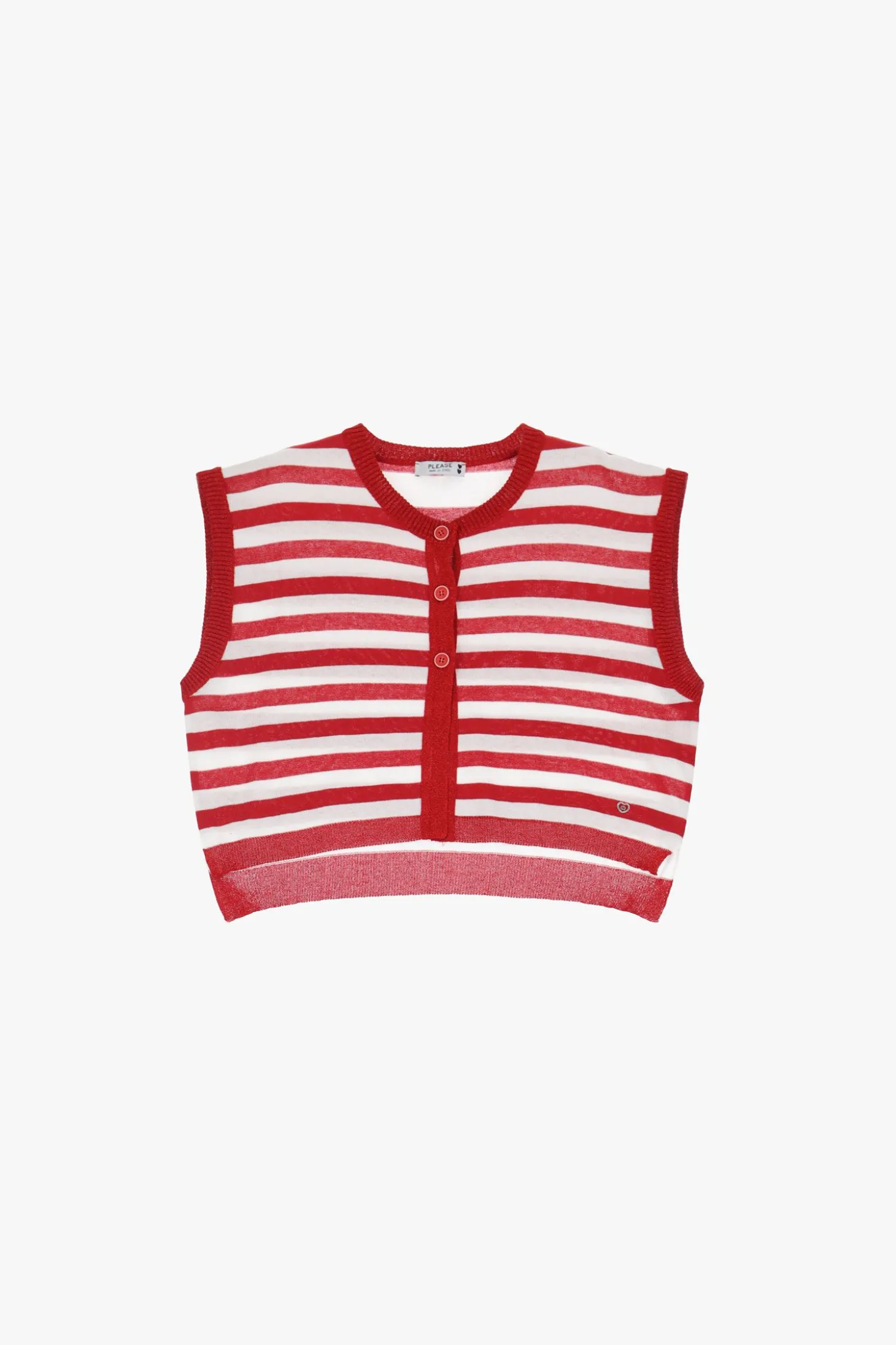 Gilet a righe collo rotondo