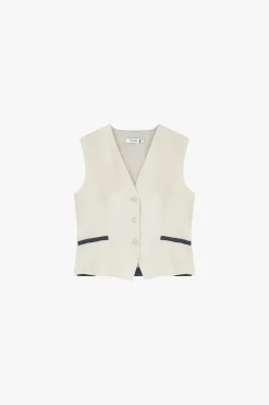 Gilet bicolor con bottoni e tasche
