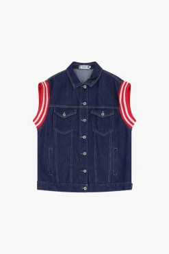 Gilet di jeans con bottoni e tasche