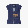 Gilet in denim con doppio cinturino