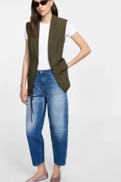 Gilet lungo monopetto con fusciacca