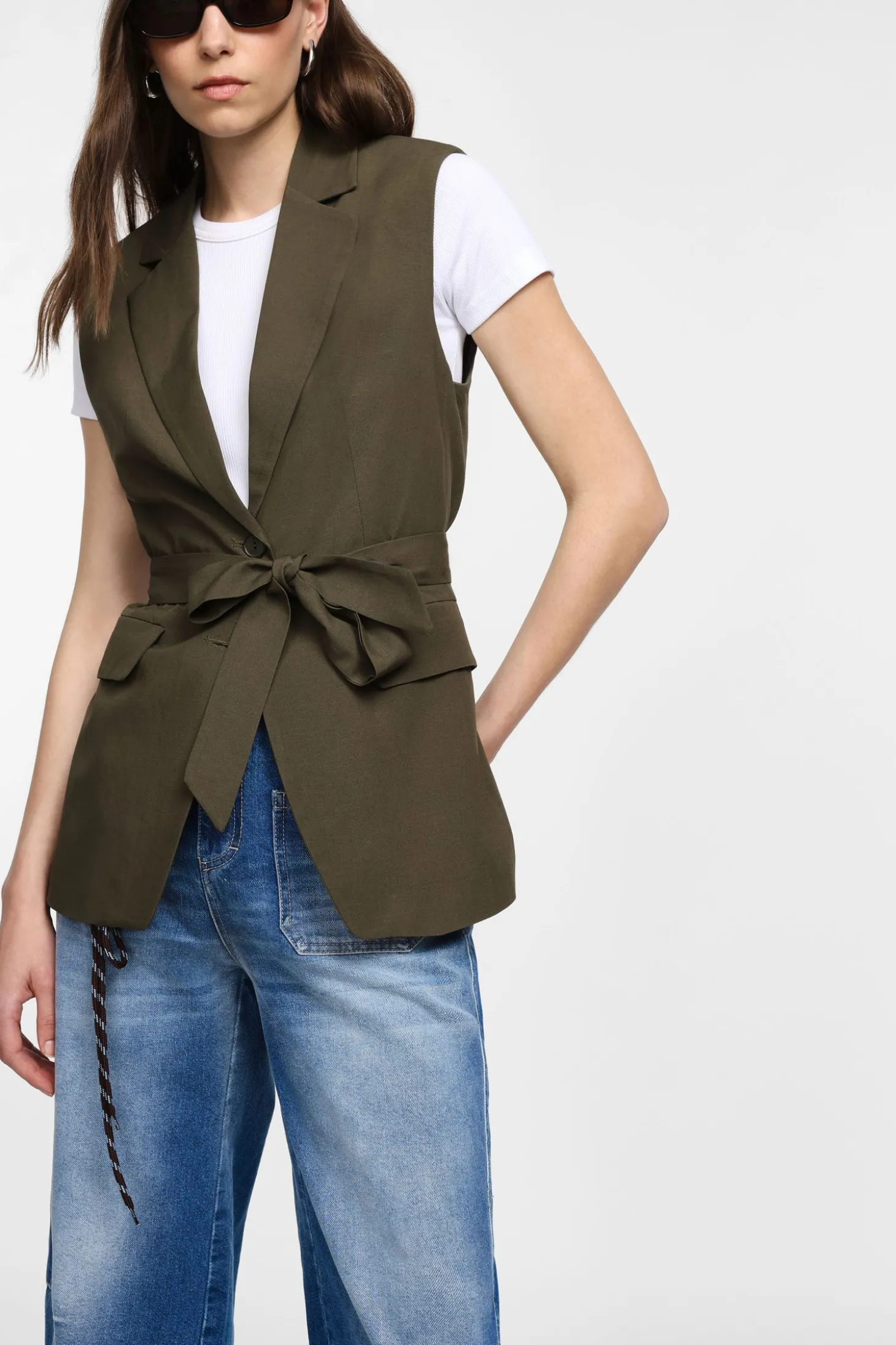 Gilet lungo monopetto con fusciacca