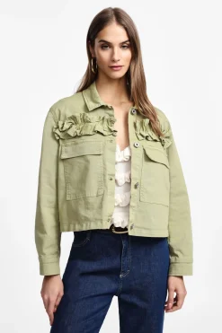 Giubbotto camicia con bottoni e ruches