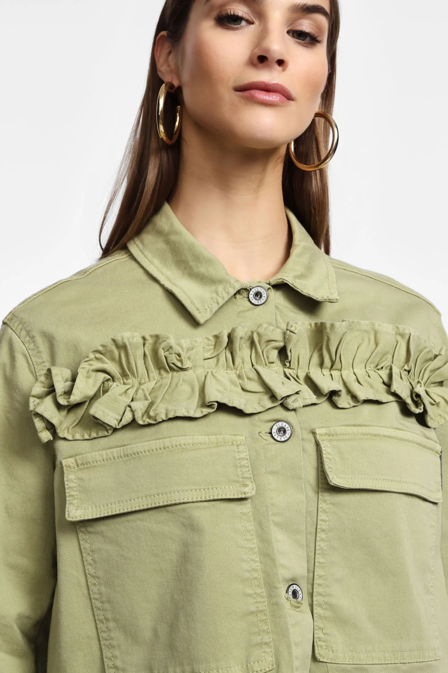 Giubbotto camicia con bottoni e ruches